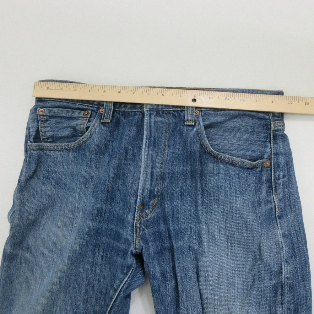 Levi's Men Jeans 33x30 501 Straight Leg Blue Denim Medium Wash Zipper Added